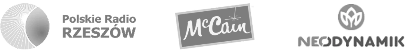 Grafika z trzema czarno-białymi, kwadratowymi logotypami ułożonymi obok siebie