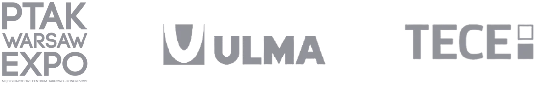 Na białym tle widoczne są trzy czarne firmowe logotypy rozmieszczone obok siebie